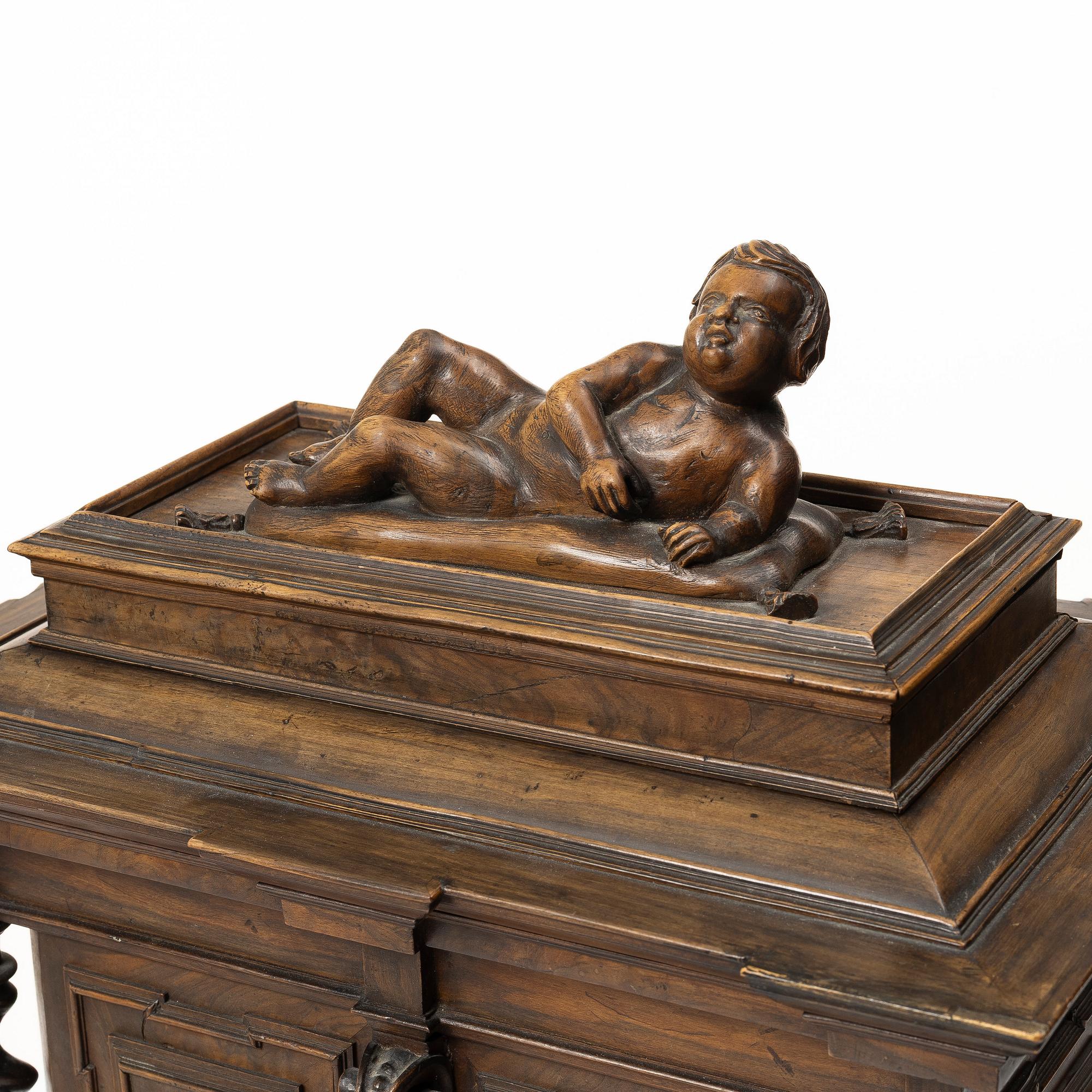 A Baroque style miniature cabinet, 19th century.
