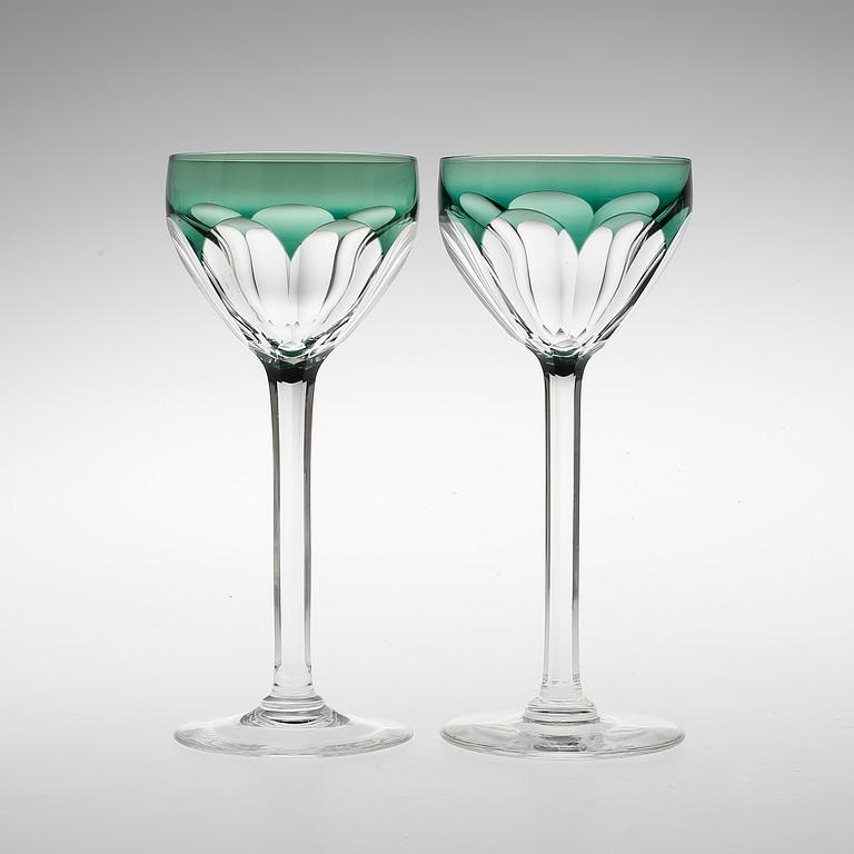 VITVINSGLAS, 12 stycken. Val Saint Lambert, Belgien, 1950-tal.