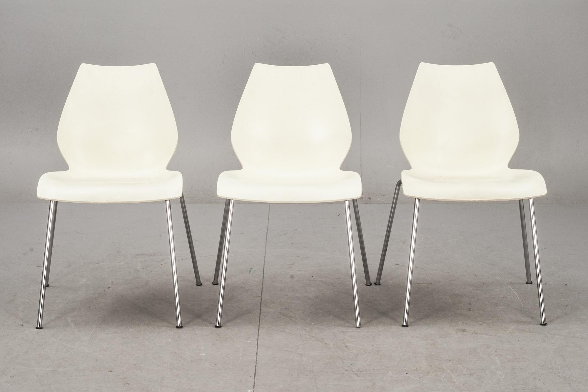 STOLAR, 3 st, "Maui", Vico Magistretti för Kartell, Italien, märkta.