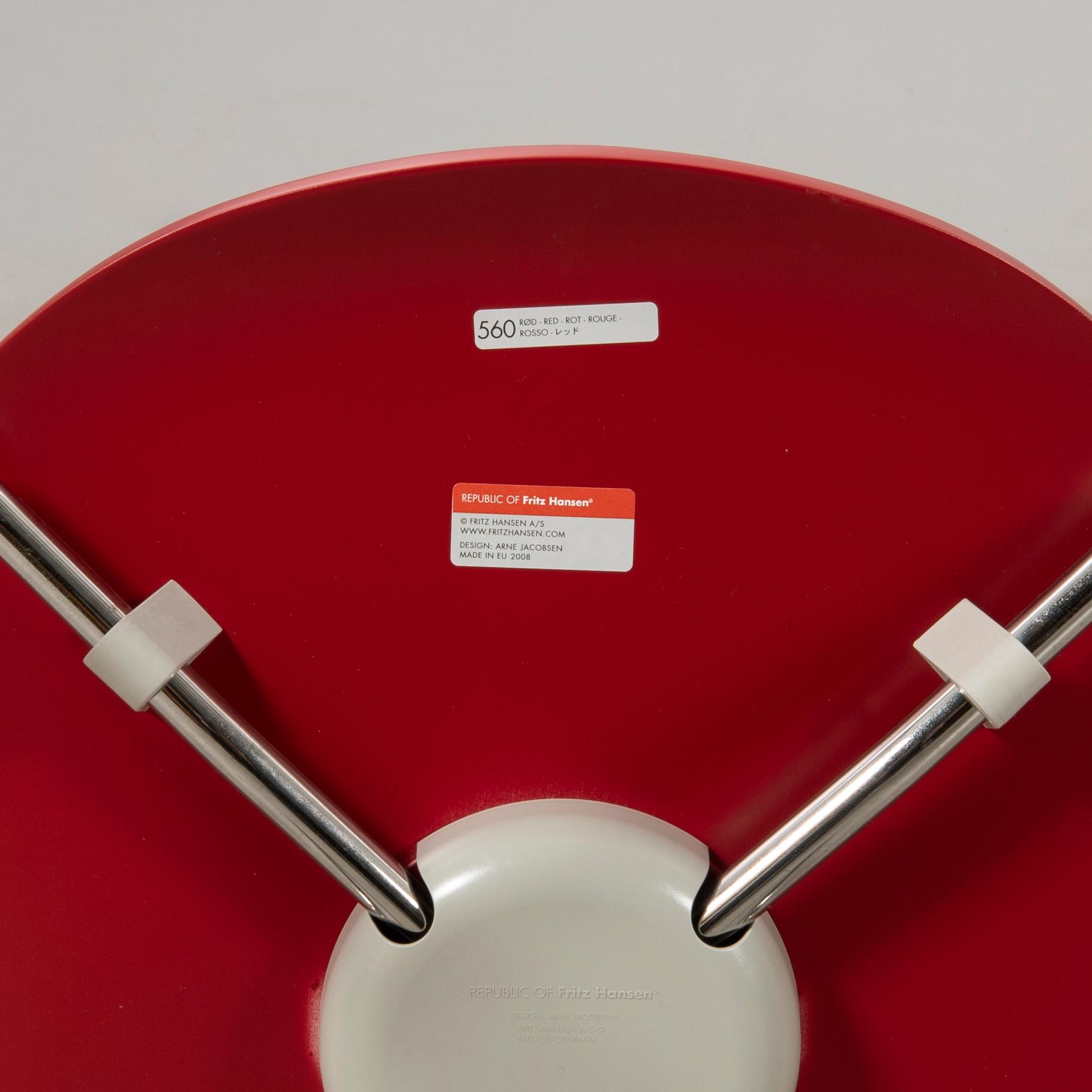 Arne Jacobsen, chair, "The Ant" for Republic of Fritz Hansen Denmark 2008.