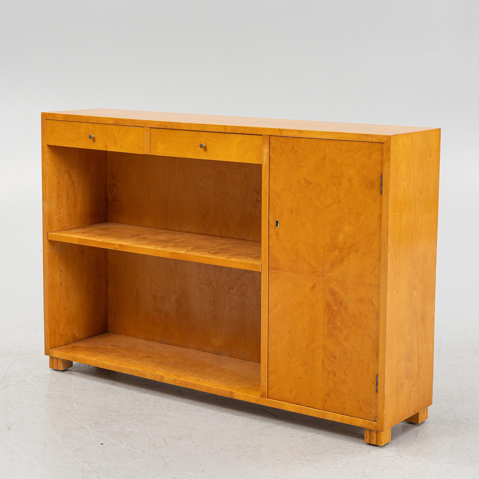 Bokhylla med skåp, funkis, 1930-tal.