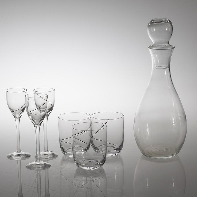72 pieces of glass table ware, "Line" designed by Anna Ehrer for Kosta Boda.