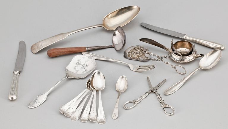 PARTI BESTICK, 17 st, silver, bla Sverige och WA Bolin, 1871-1960-tal. Totalvikt ca 700 gram.