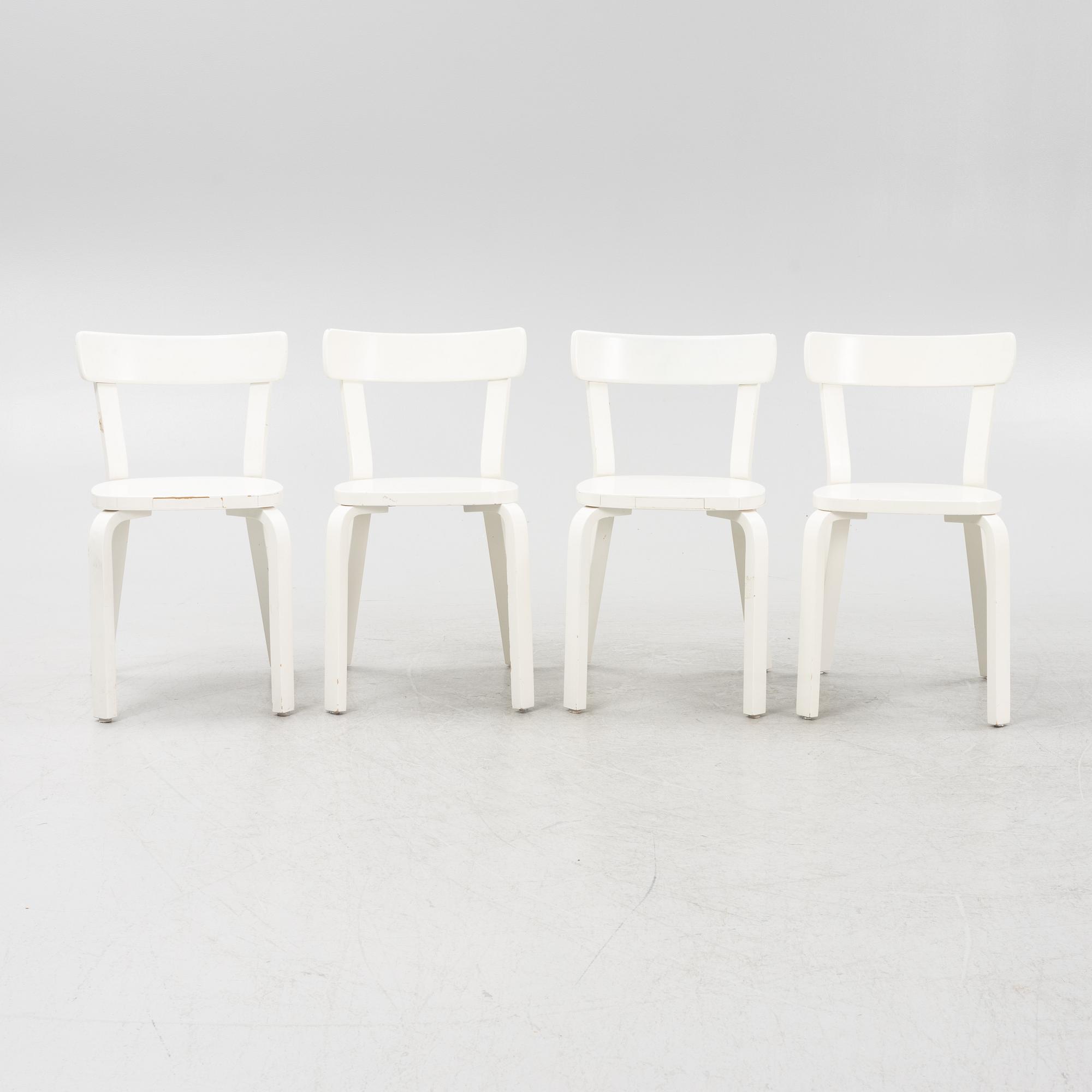 Alvar Aalto, a set of four model 69 chairs for Artek, Finland.