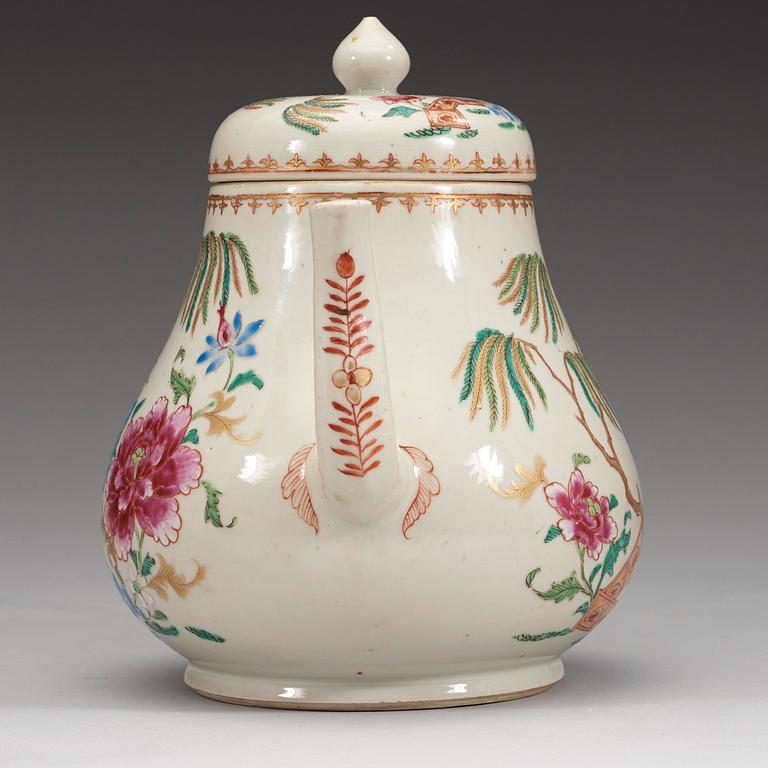 A famille rose teapot with cover, Qing dynasty, Qianlong (1736-95).