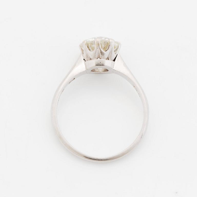 A platinum ring set with an old-cut diamond, by Wiwen Nilsson.