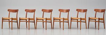 Hans J. Wegner, stolar, sex stycken,  "Spisestolen /CH-23", Carl Hansen, Danmark 1950-tal.