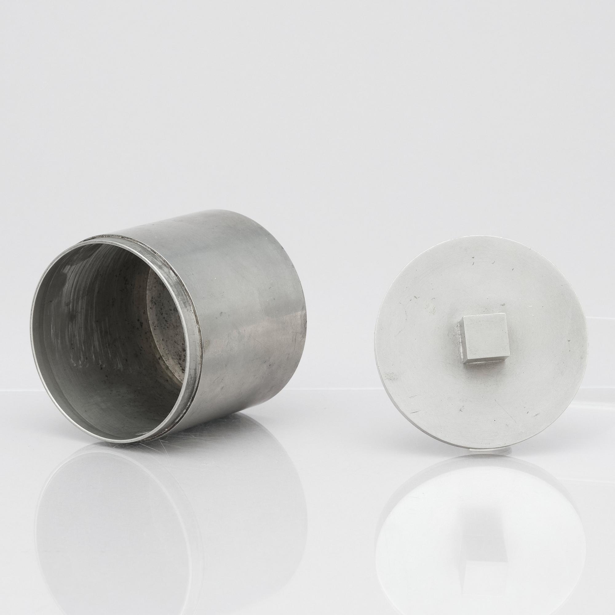 Björn Trägårdh, or Nils Fougstedt, a pewter lidded jar, Svenskt Tenn, Stockholm 1930.