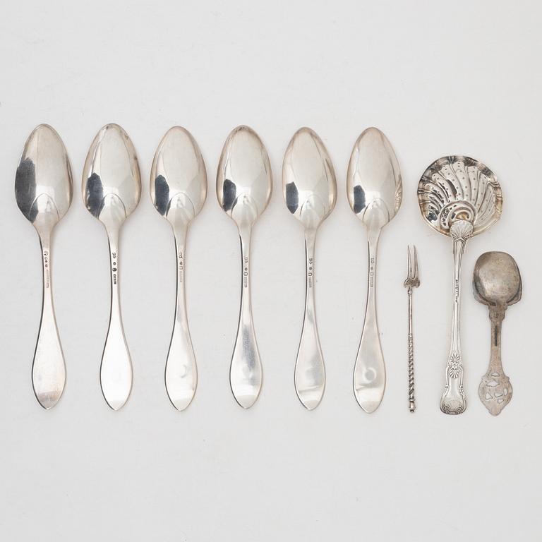 Cutlery, 9 pieces, silver, 19th-20th century.