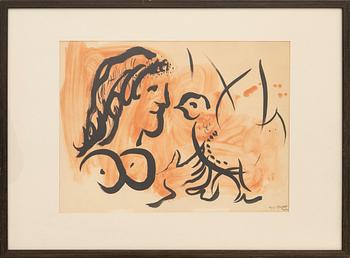 Marc Chagall, "Femme à l'oiseau" ur "Douze Contemporains" 1959.