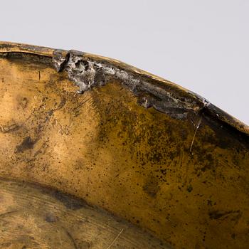 ALMS DISH, brass, Germany 16th/17th century.