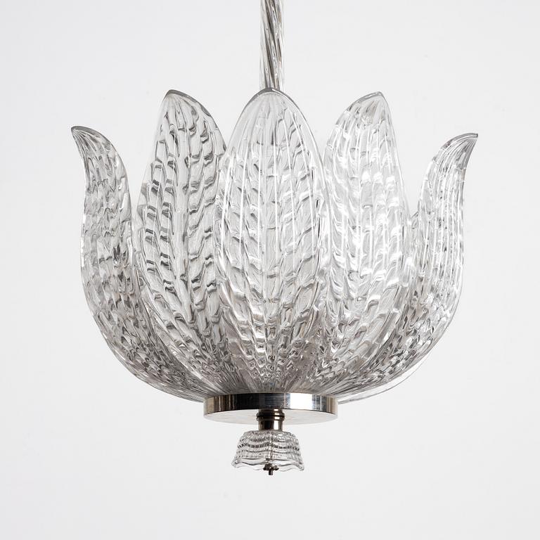 Fritz Kurz, taklampa, modellnummer "KD 946/1" Orrefors 1940-50-tal.