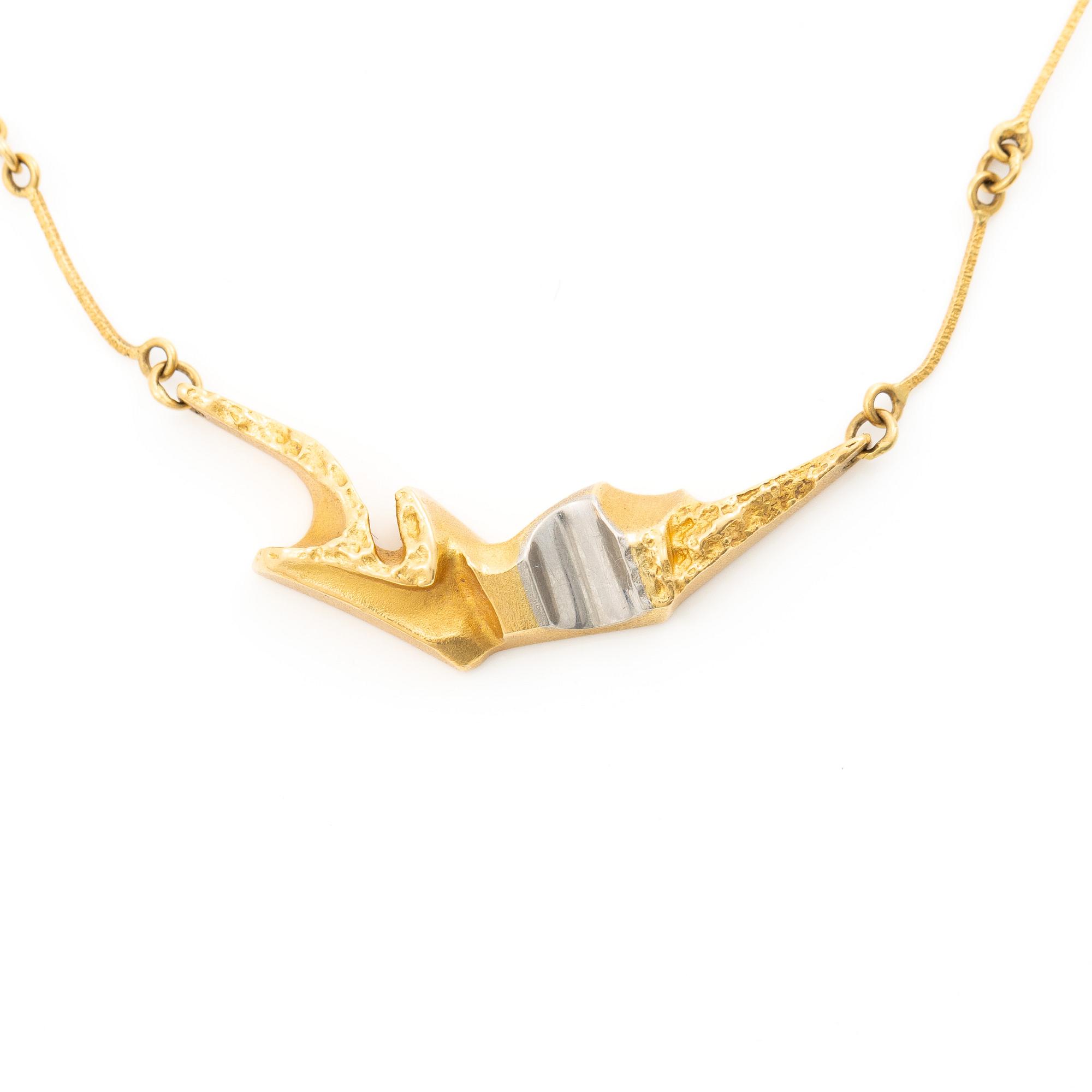 Björn Weckström, necklace, “Jonathan”, 18K gold, platinum, Lapponia. Finland, 1995.