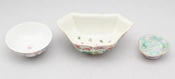 SKÅLAR, 3 st, porslin, Kina, tidigt 1900-tal.