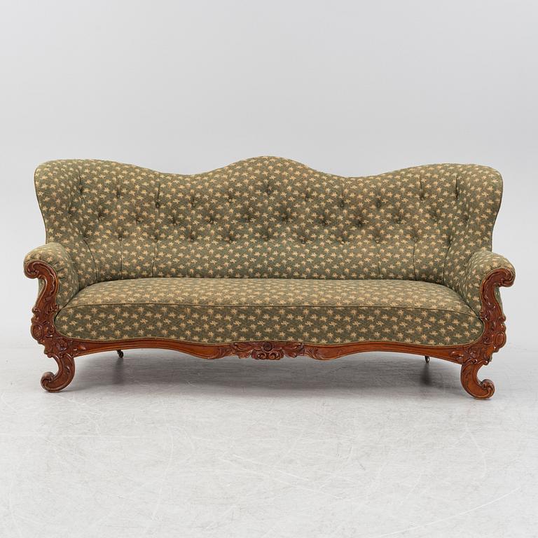 A mahogany sofa, late 19th Century.