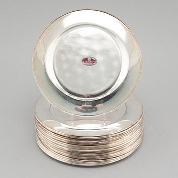 24 late 20th century silver plated plates by Skandia Silver.