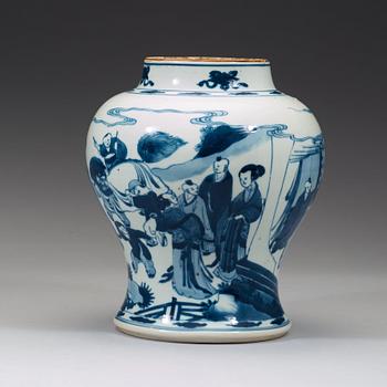 A blue and white jar, Qing dynasty, Kangxi (1662-1722).