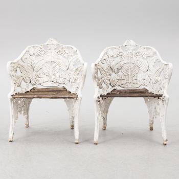 Trädgårdsfåtöljer, ett par, "Ormbunke", 1900-tal.