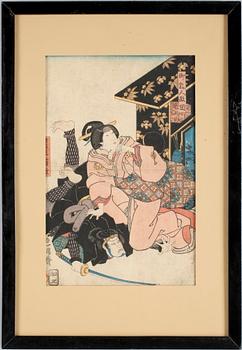 Utagawa Kunisada Kochoro Toyokuni III · TOYOKUNI III, träsnitt, sign i trycket.