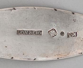 PARTI SILVER, 6 delar, bl a Magnus Lönberg, Borås, 1816. 247 gram.