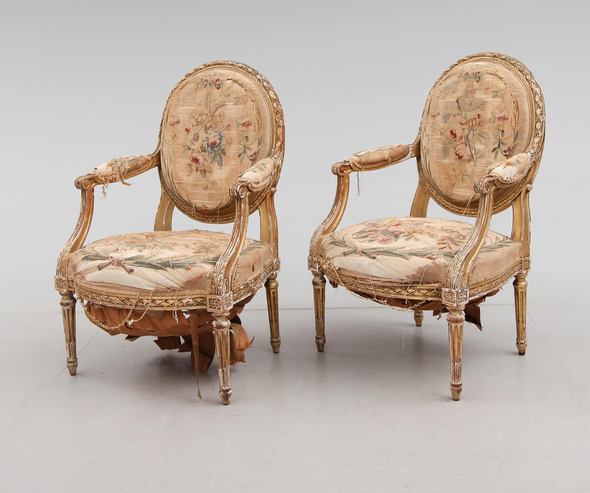 KARMSTOLAR, 1 par, Louis Seize, 1800-talets andra hälft.