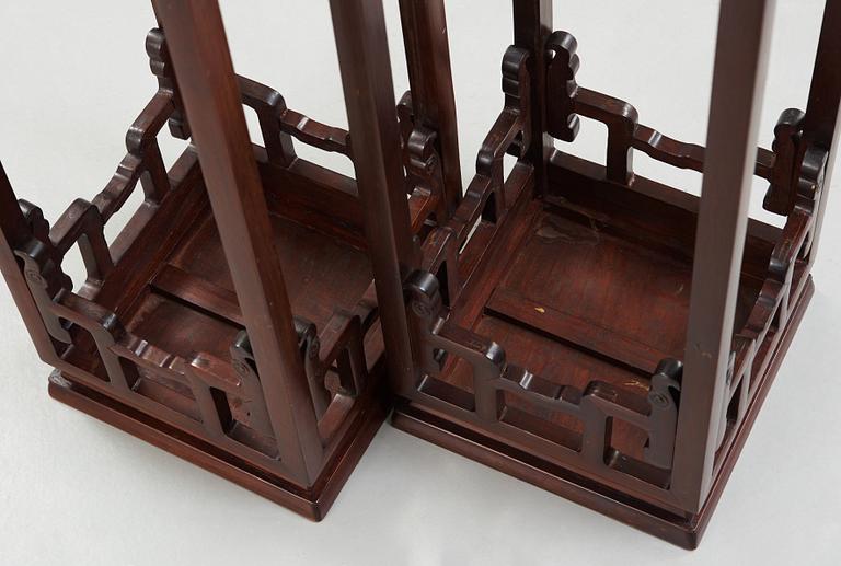 A pair of hardwood pedestals, China, first half of the 20th Century.