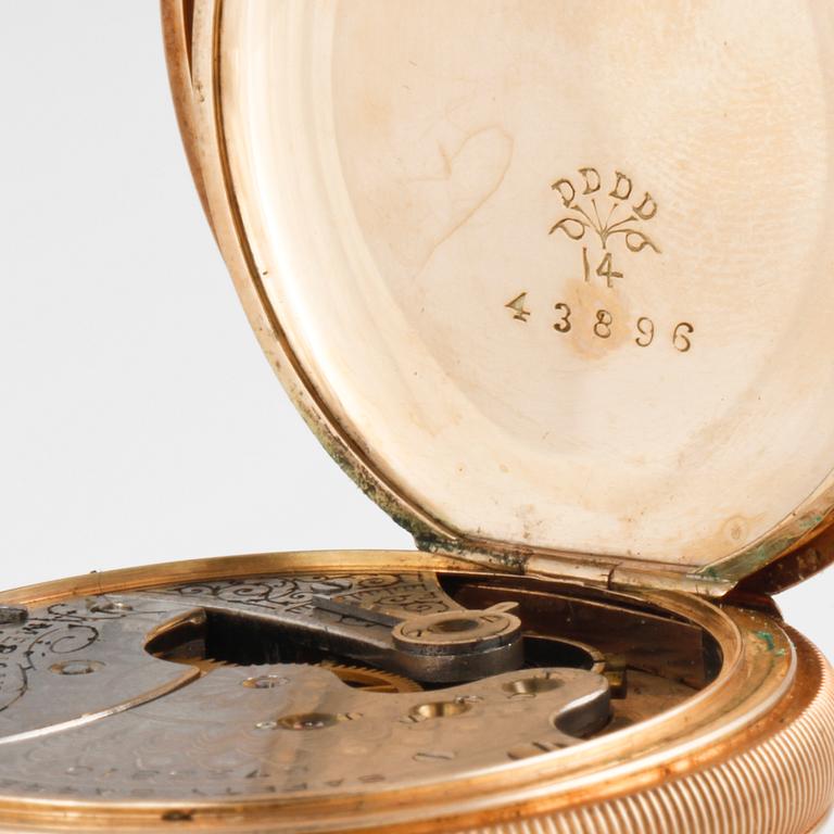 FICKUR, 14 K guld, American Waltham Watch Co, 1900-talets första hälft. Vikt 62 g.