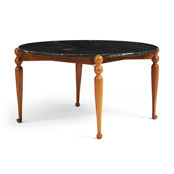 358. Josef Frank, a model 2168 walnut and black marble top sofa table, Svenskt Tenn, probably 1950's.