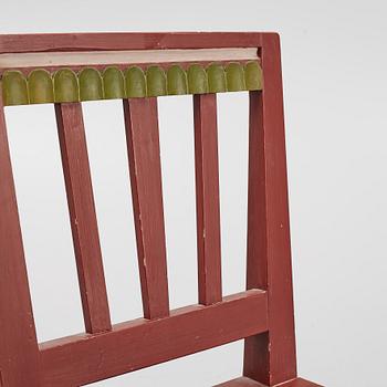 Two polychrome-painted Swedish chairs, 20th century.