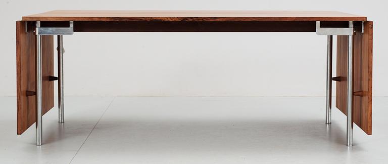 A Hans J Wegner palisander and steel 'AT 319' dinner table, Andreas Tuck, Denmark 1960's.