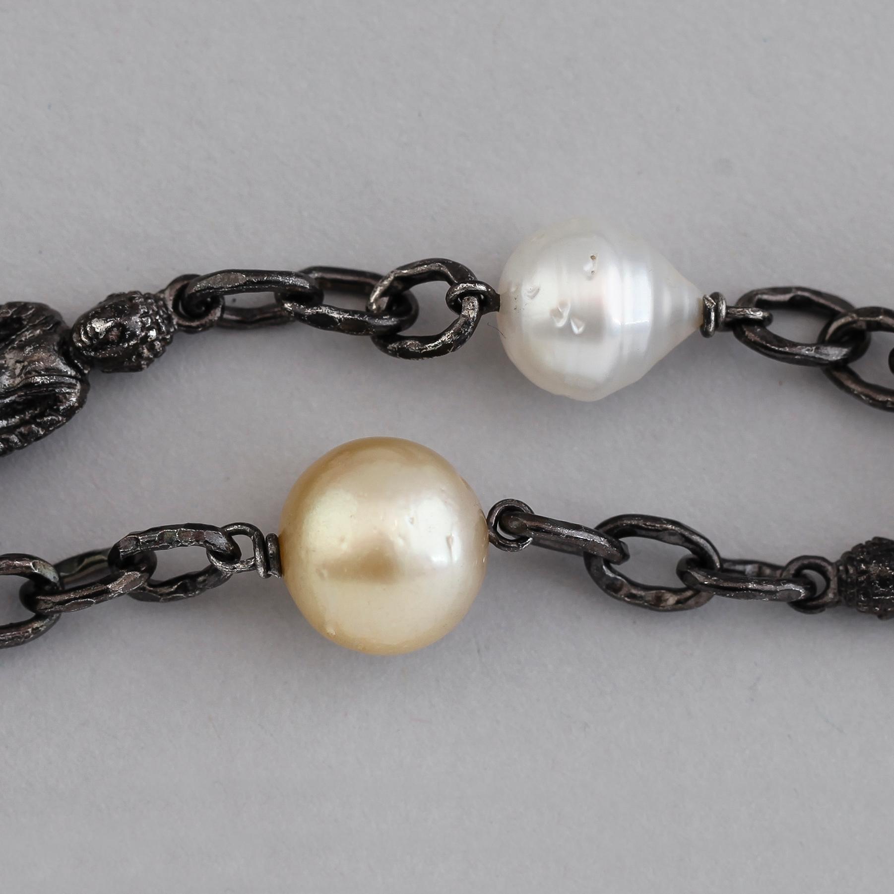COLLIER, silver, south sea-pärlor.