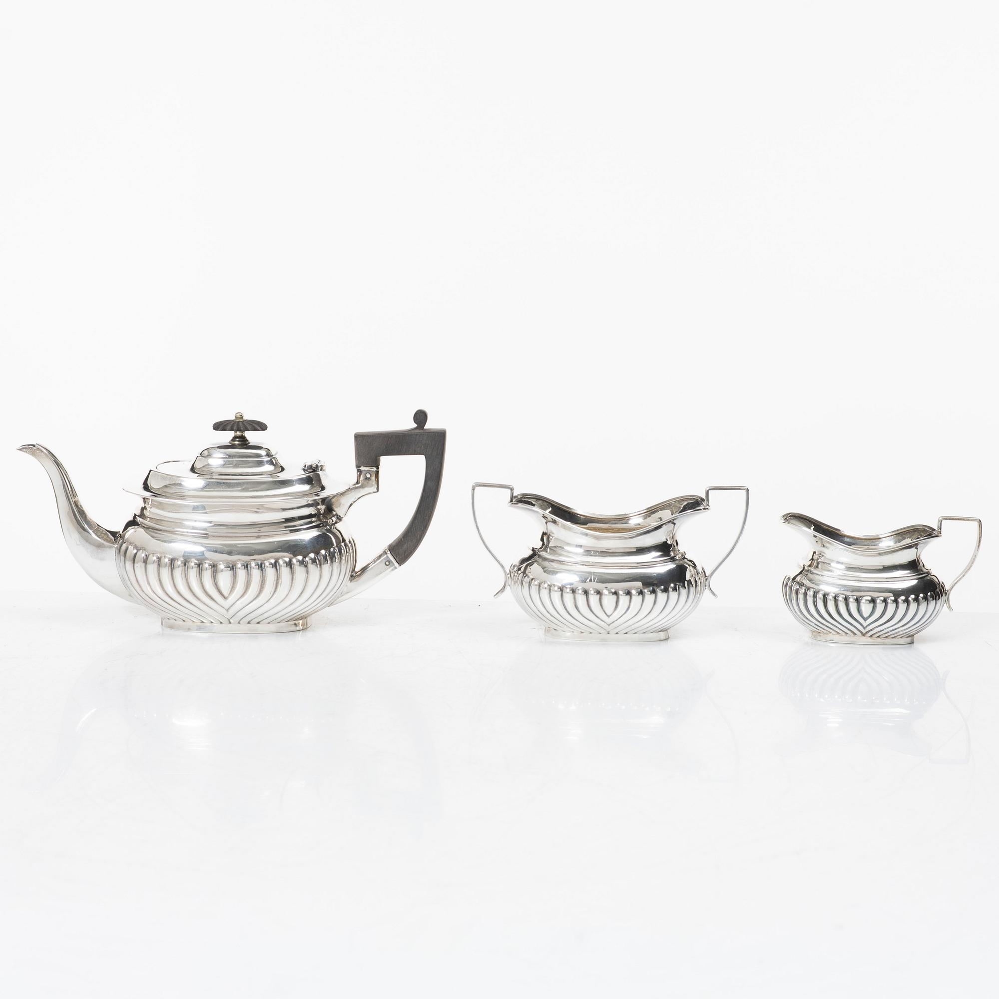 Teservis, 3 delar, silver, Hammond, Creake & Co (Saint Arnaud Creake) Sheffield, England 1919.
