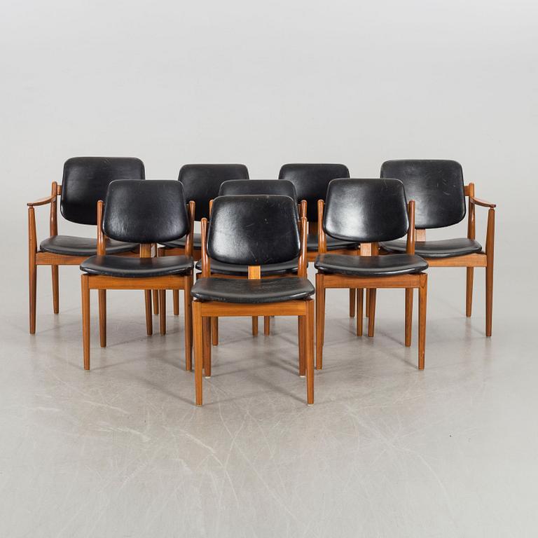 A SET OF 6+2 ARNE VODDER CHAIRS, Sibast möbler, Denmark.