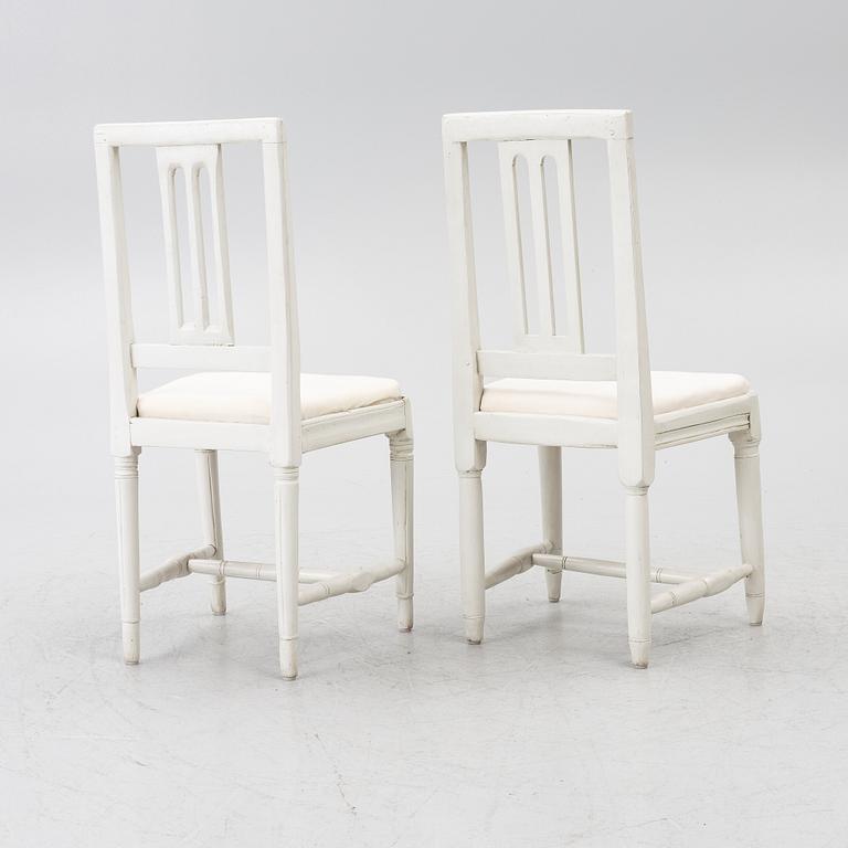Six Gustavian chairs, late 18th century.