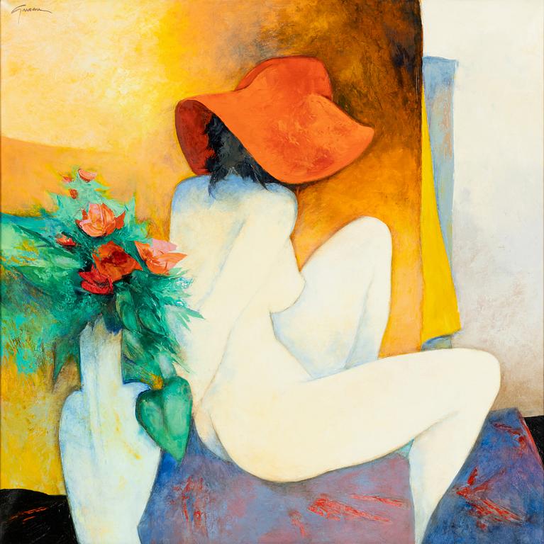 Claude Gaveau, "Jeune fille aux fleurs".