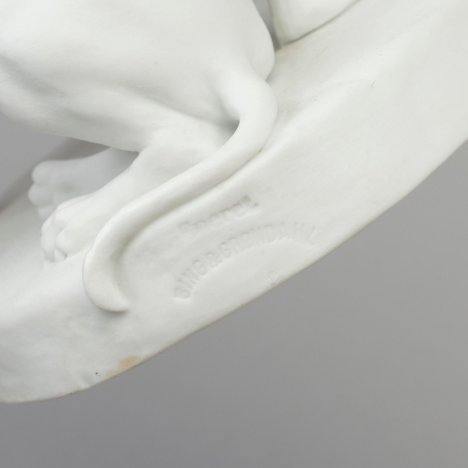 A bisquit sculpture of a huntsman, after model by Bertel Thorvaldsen. Bing & Gröndahl, Denmark, 20th Century.