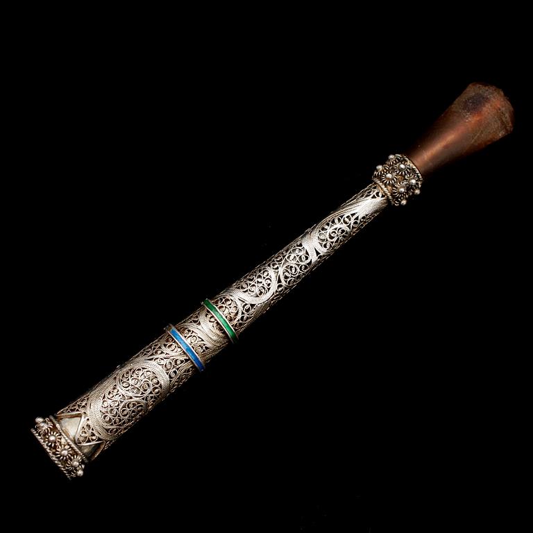 CIGARETTMUNSTYCKE, förgyllt silver, tidigt 1900-tal.