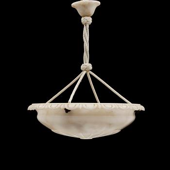 TAKLAMPA, alabaster, 1900-talets första hälft. Höjd ca 55 cm.