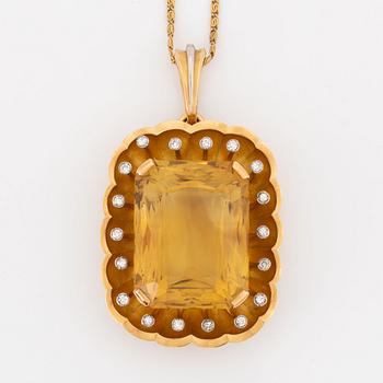 Hänge 18K guld med en fasettslipad citrin.