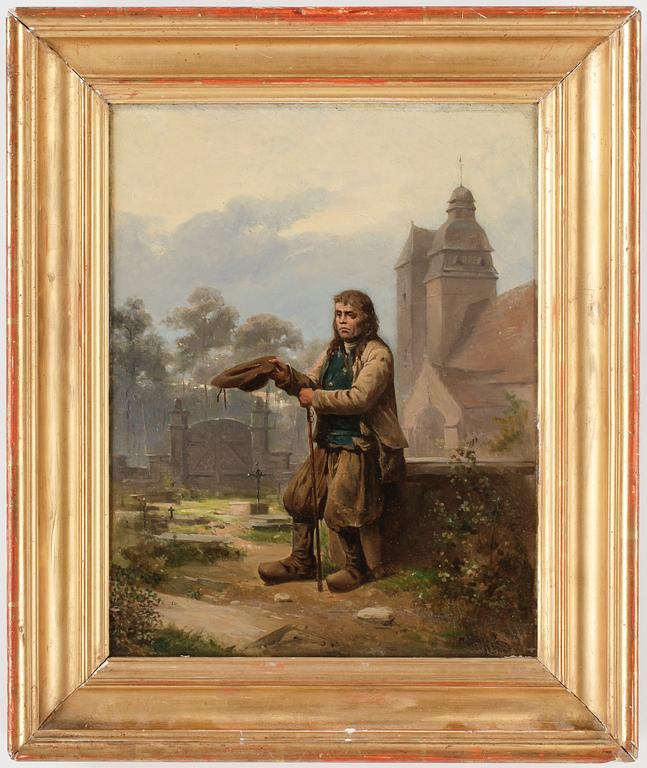 OKÄND KONSTNÄR, olja på pannå, 1800-tal, otydligt signerad. Enligt uppgift a tergo Charles Giraud.