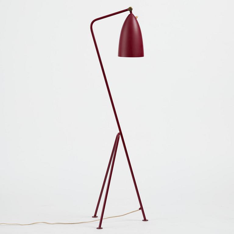 Greta Magnusson Grossman, a burgundy red "Grasshopper" floor lamp model "G-33", Bergboms, Malmö, 1950s.