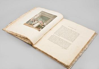 BOK, "Galatée, roman pastoral; imité de Cervantes", M de Florian, med 4 färggravyrer av M. Monsiau, Paris 1793.