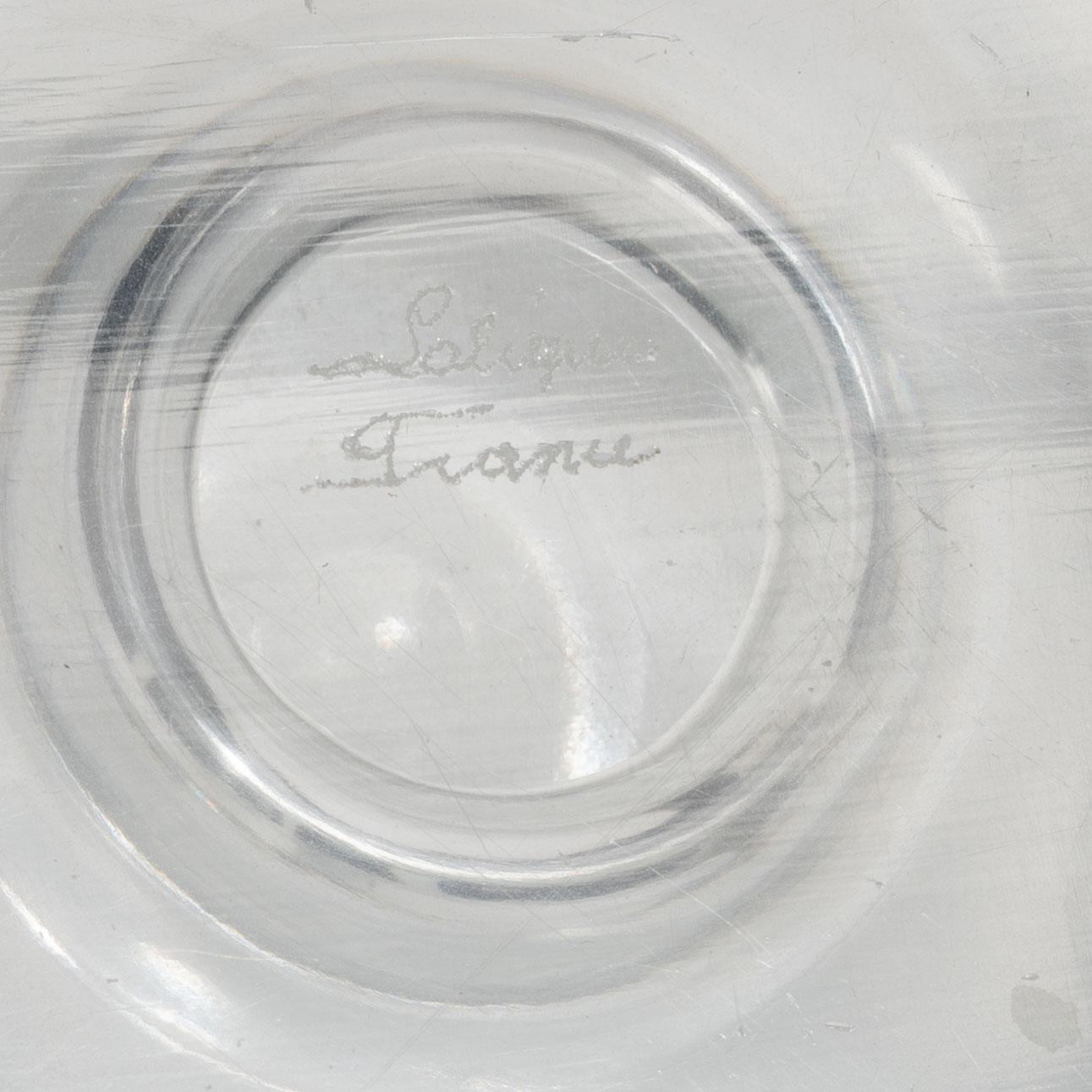 René Lalique, Six glass objects, Lalique, France, second half of the 20th century.