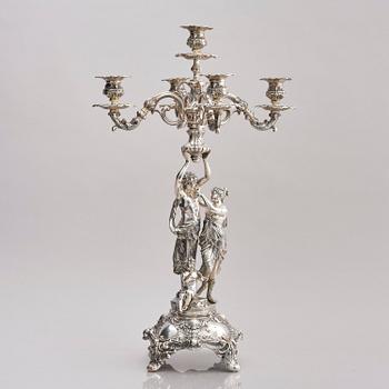 Lale Silverware & Co Ltd, femarmade kandelabrar, tre stycken, sterling silver, Istanbul, Turkiet 1900-tal.