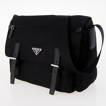 PRADA Black Nylon Messenger Bag.