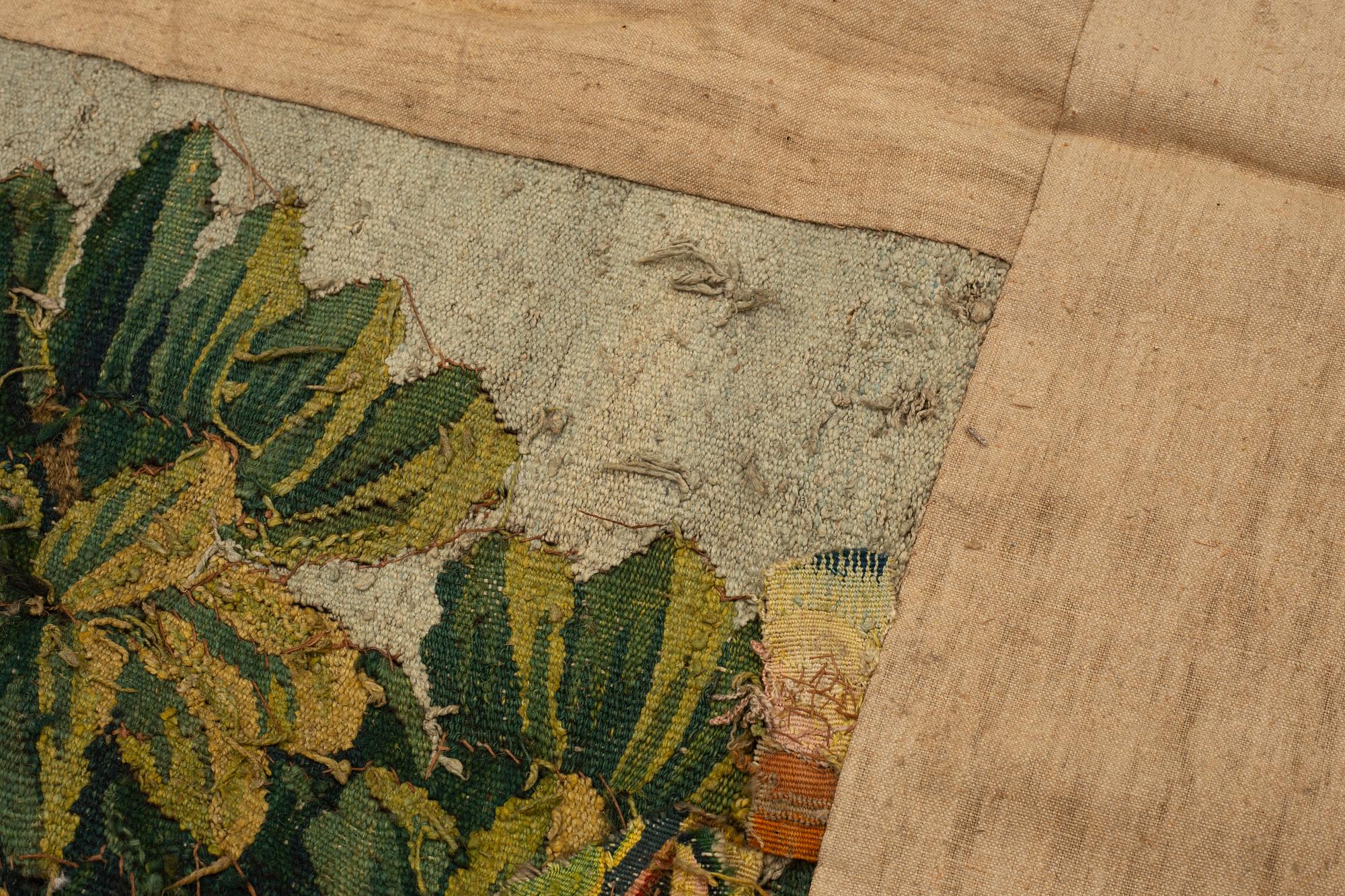 Vävd tapet, "Verdure", gobelängteknik, "entre-fenêtre", ca 314 x 109, cm, Aubusson omkring 1700-1700-talets förra hälft.