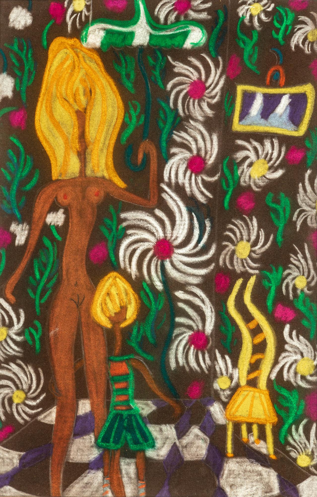 PEGEEN VAIL GUGGENHEIM, pastel on paper, 1960s.