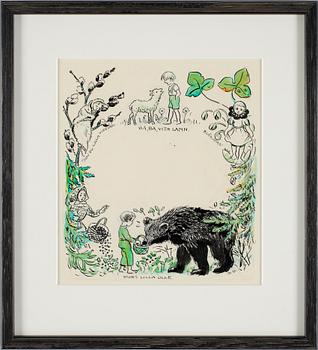 Elsa Beskow · ELSA BESKOW, akvarell och tusch.