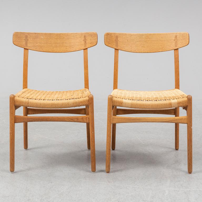 HANS J WEGNER, stolar, 6 st, "CH-23", "Spisestolen", Carl Hansen & Son, Danmark.