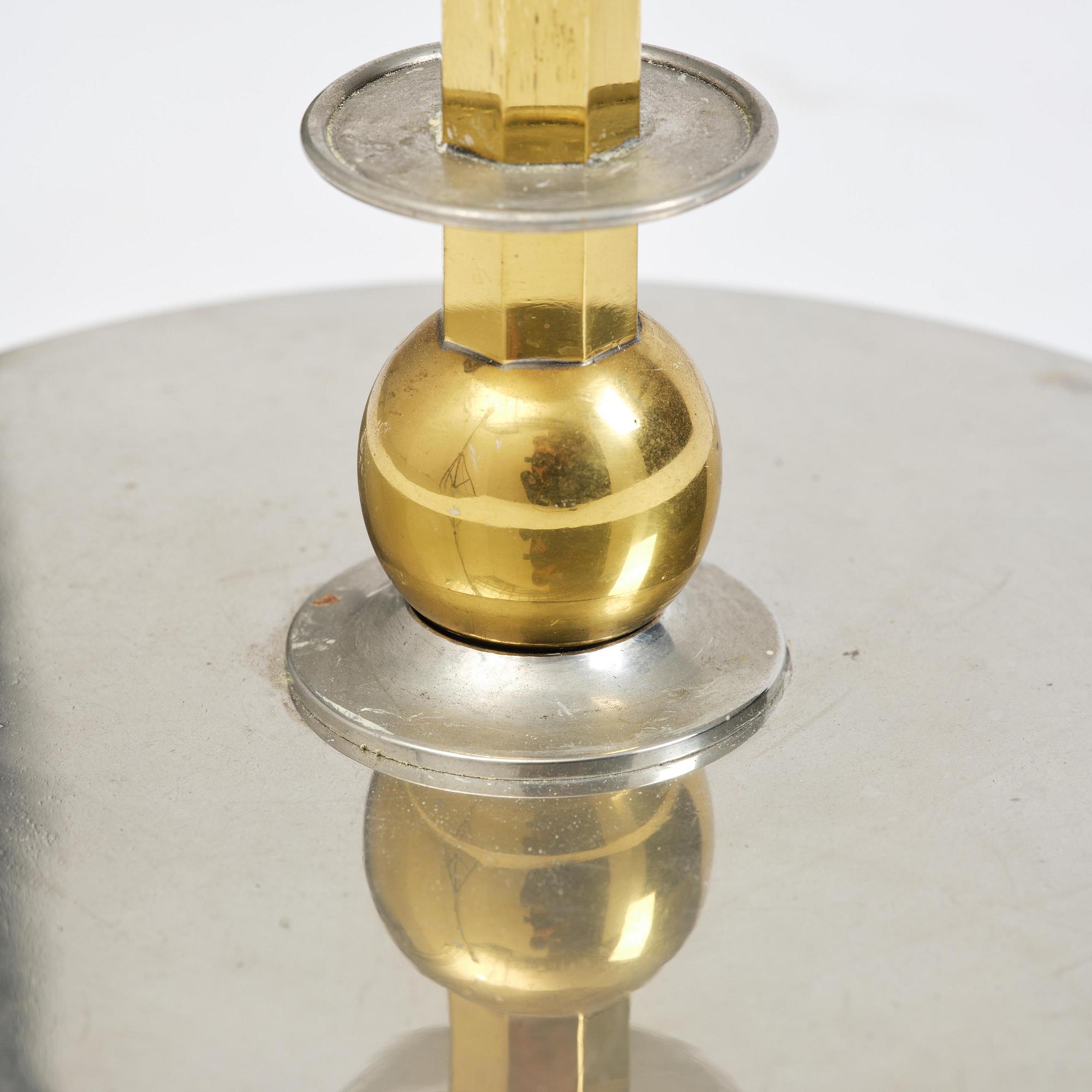 Nils Fougstedt, & Anna Petrus, a pewter and brass floor lamp model A 763, Firma Svenskt Tenn, Stockholm, 1930.